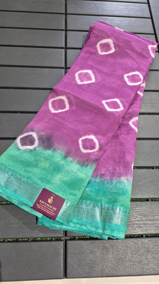 Classy and elegant Mangalagiri Silk tie n dye Sarees