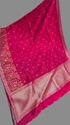 Pink and Green Handloom Matka Silk With Jamdani weaving