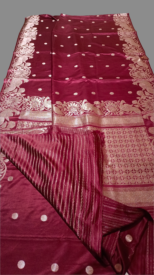 Crepe Satin Silk saree with Peacock Weaving