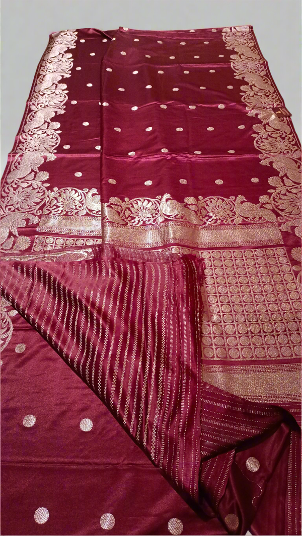 Crepe Satin Silk saree with Peacock Weaving