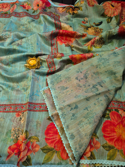 Pure Handloom Maheswari Silk with allover embroidery work