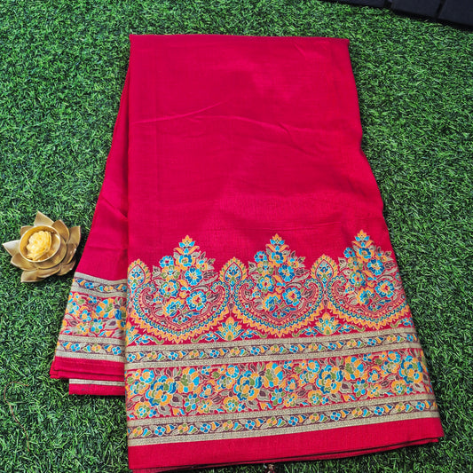 Premium Tussar dupion Silk sarees with beautiful tanjore Prints