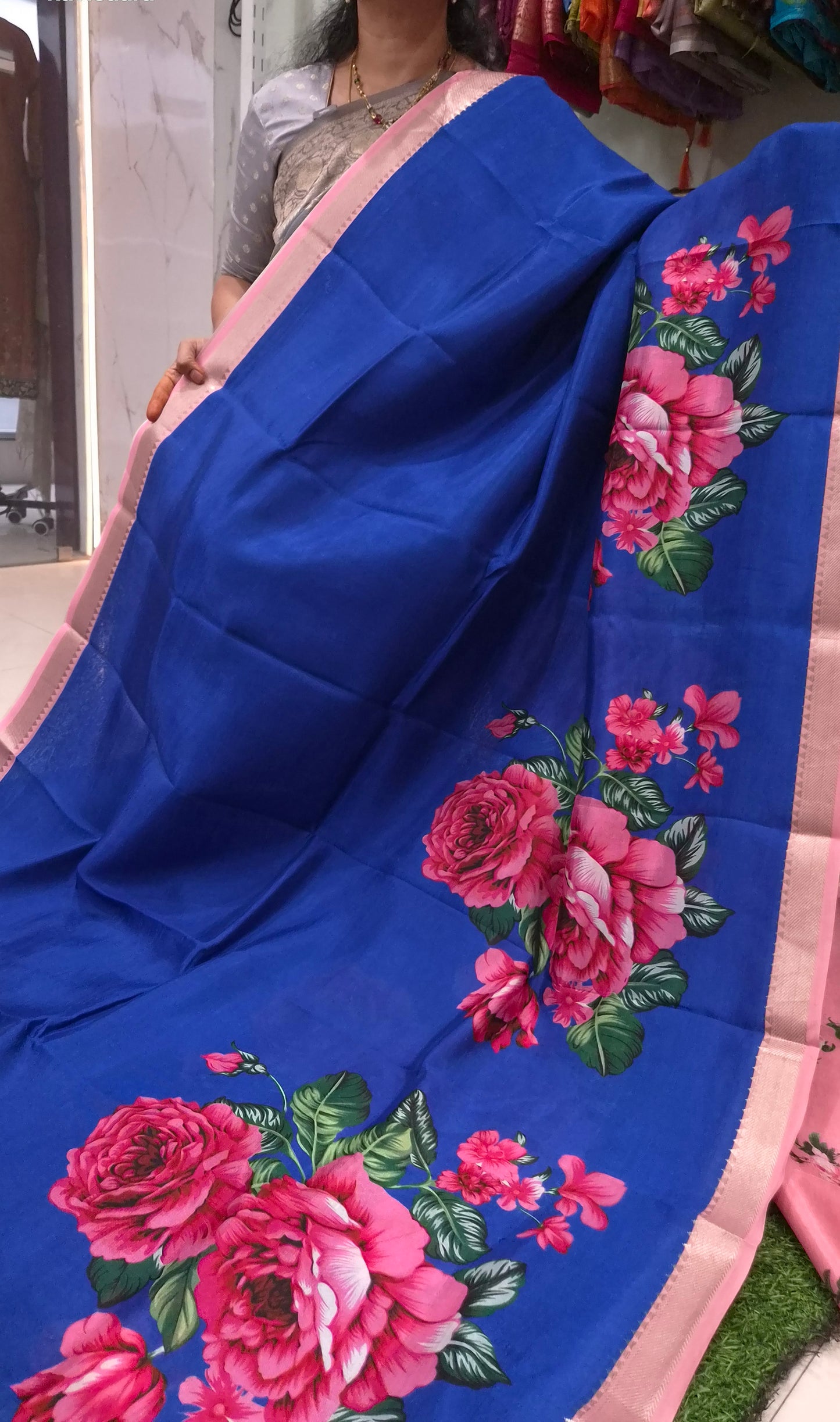 Pure handloom Mangalagiri digital print sarees