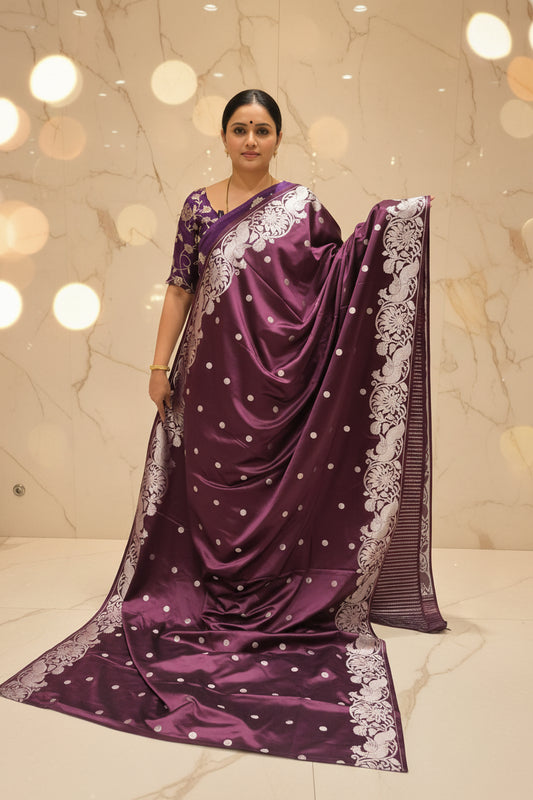 Pure Mashru crepe silk saree