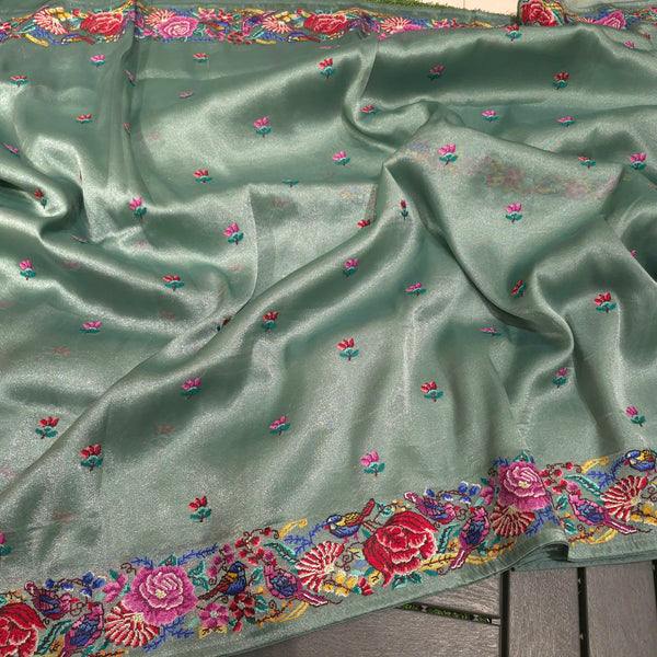 Exclusive Partywear Tissue Georgette Saree with Pitet Point work