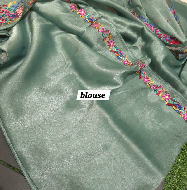 Exclusive Partywear Tissue Georgette Saree with Pitet Point work