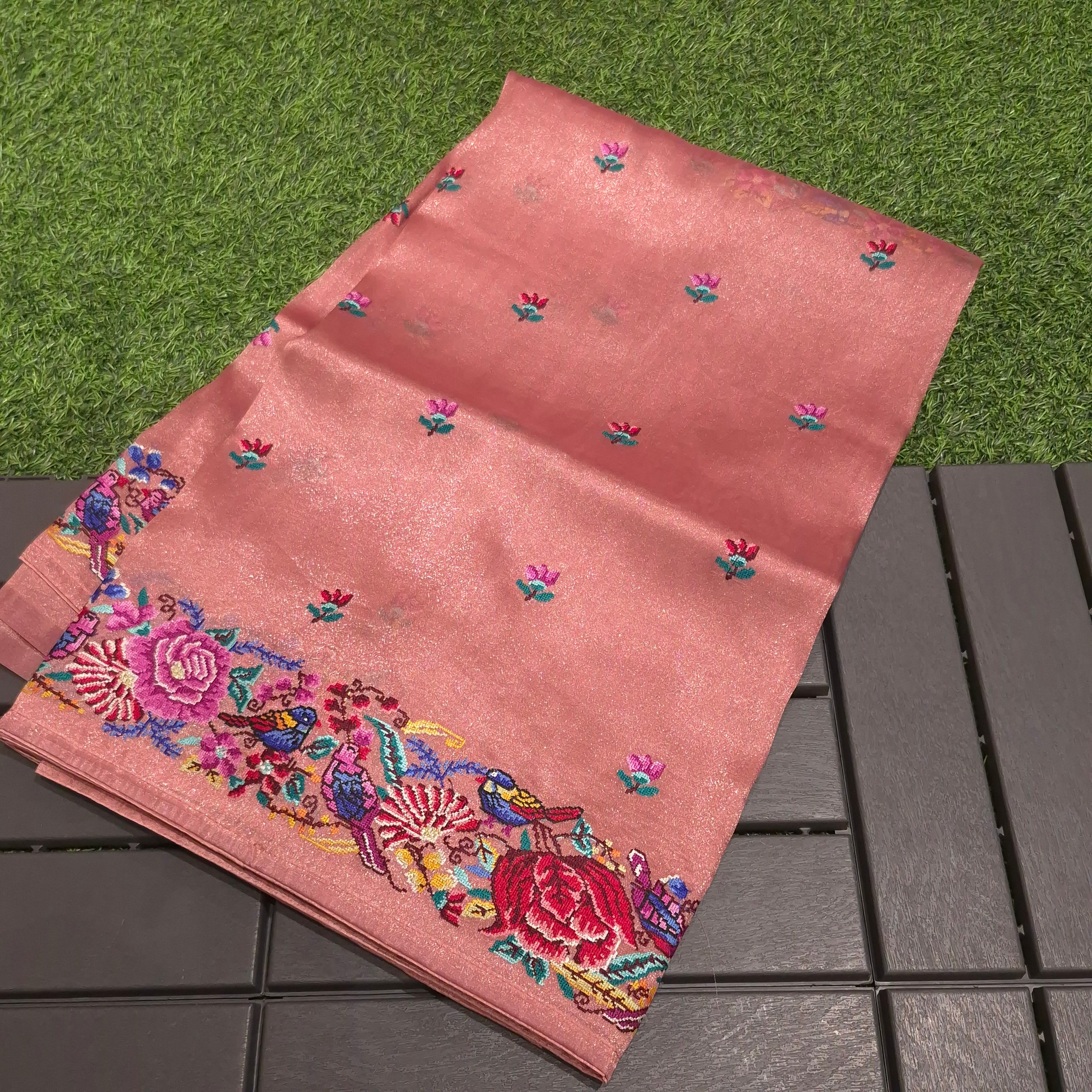 Exclusive Partywear Tissue Georgette Saree with Pitet Point work