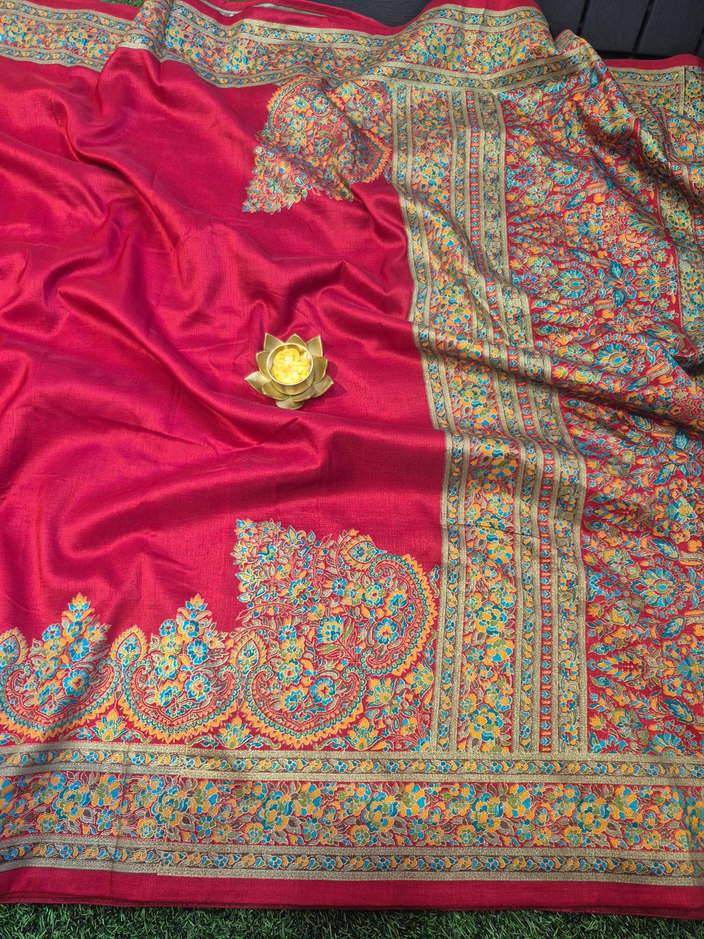 Premium Tussar dupion Silk sarees with beautiful tanjore Prints