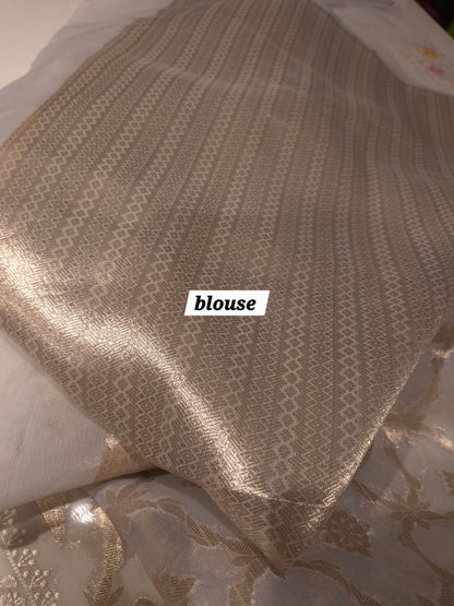 Party wear Kora weaving saree with beautiful embroidery borders
